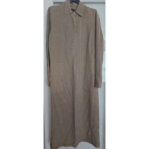 Vintage AKS Amy K Su for Nordstrom Long Sleeve Shirt Dress with Pants Set‎ Taupe